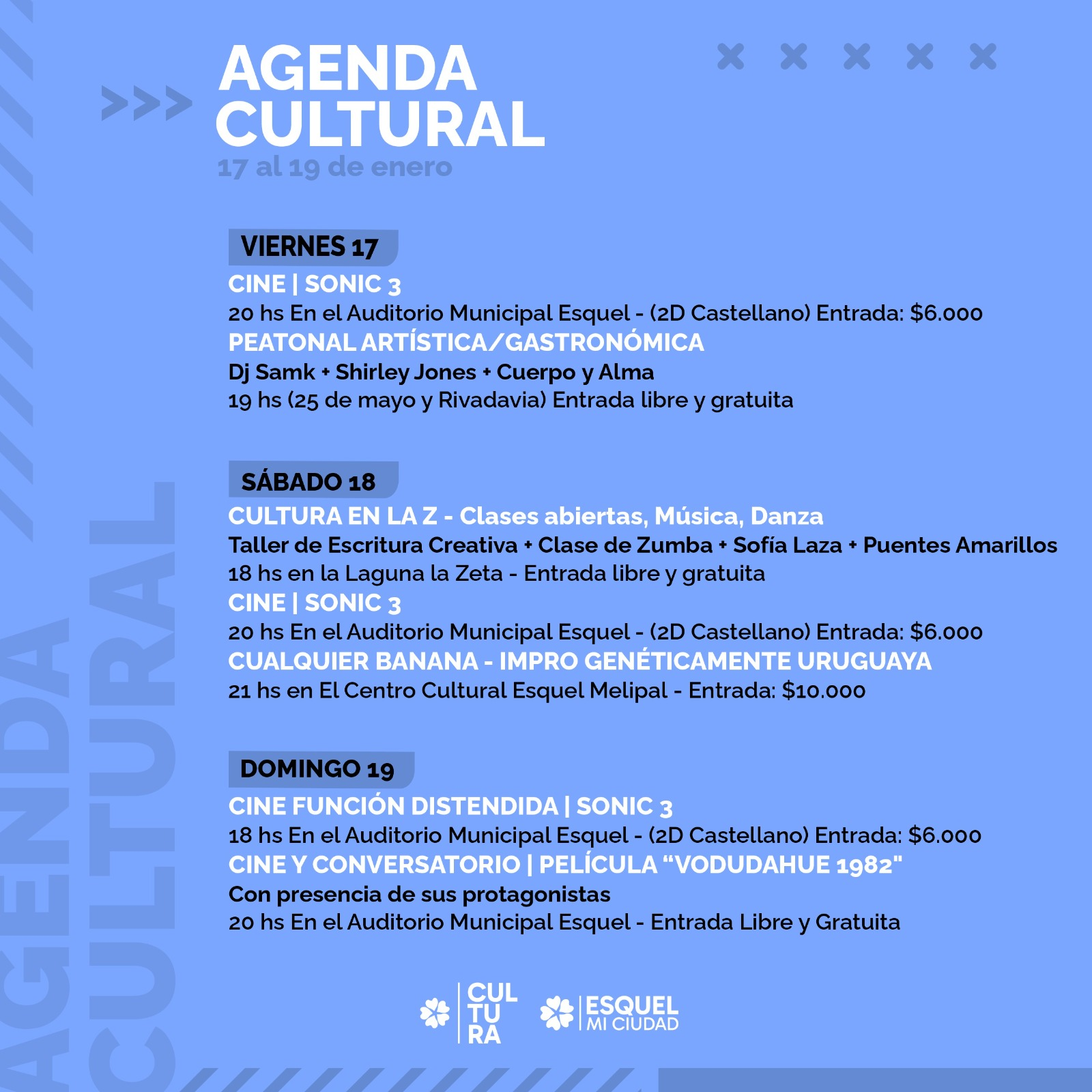 Agenda cultural de las actividades del fin de semana en Esquel.